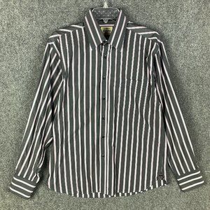 Enzone Button Up Shirt Men's Medium Striped Long Sleeve 100% Cotton Adults M